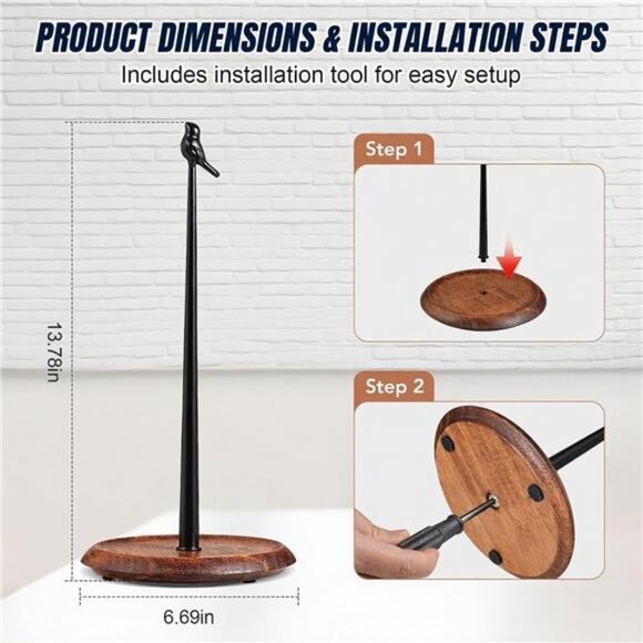 Wooden Bird Paper Towel Holder Countertop Kitchen Dining Table Home Decor Black - Picture 3 of 8